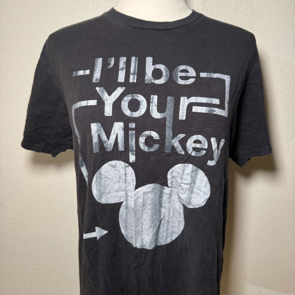 Disney I'll be your Mickey Black and White Graphic Short Sleeve Tee Shirt - Picture 4 of 12